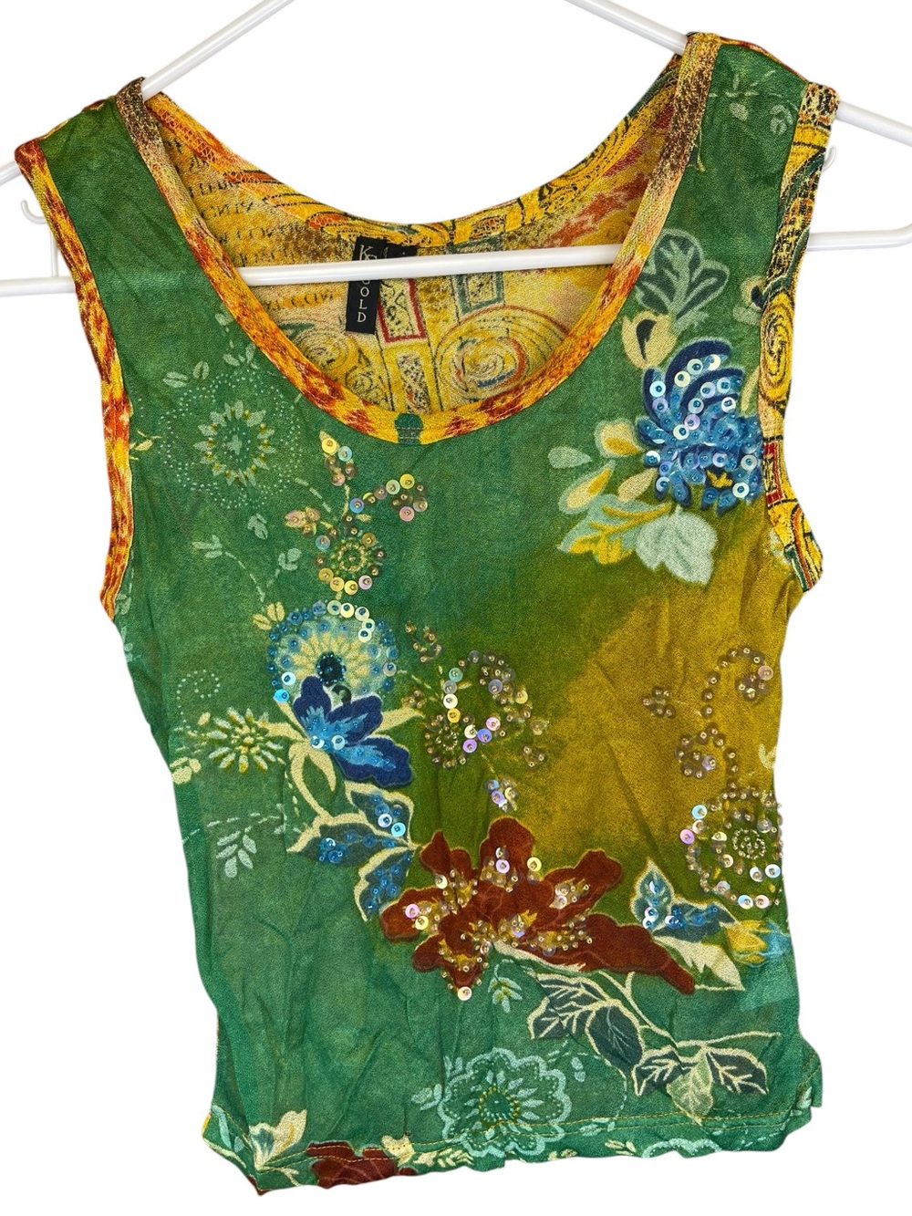vintage Chaudry KC  Viscose sequined tank top Small NWT